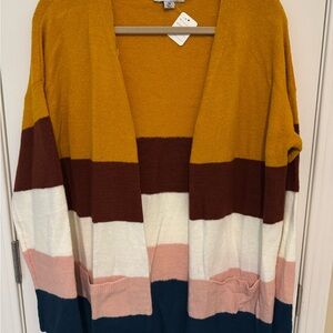 FAVLUX Colorblock Open Front Cardigan
